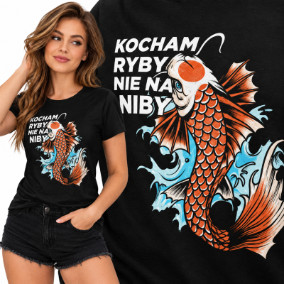 KOSZULKA DAMSKA  WĘDKARSKA KOCHAM RYBY